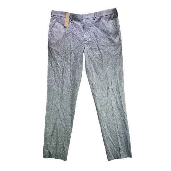 J Crew Pants Mens 34x34 (hemmed 34x32) Gray Slim Fit Chambray Cotton Chino NWT - Picture 1 of 16